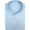 P-Club Camicia Uomo Manica Lunga 100% Puro Lino Taglie Forti Collo alla Coreana 4XL 5XL 6XL (4XL - Celeste)
