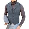 HSLS Uomo Lana Tweed Abiti Gilet Slim Fit a spina di pesce Gilet per Groosmen Best Man, Blu navy chiaro., S