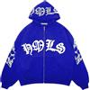 Silver Basic Giacca Y2K da Uomo Felpa con Cappuccio Hip-Hop Style Pullover Zip Hoodie a Maniche Lunghe Y2k Streetwear Tops S,Blue-2