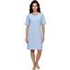 Zeitlos Camicia da Notte Donna Manica Corta a Fiori Scollo V, Farbe:Blau, Größe-Damen:4XL