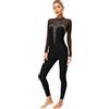 YEAHDOR Donna Balletto Body da Ginnastica Pattinaggio Artistico Leotard con Strass Tuta Intera Bodysuit Jumpsuit Sportiva Manica Lunga Abito da Jazz Danza Moterna D Nero L