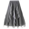 SotRong - Gonna lunga in tulle, da donna, per carnevale, elegante, elastica, a vita alta, a balze, a rete, per ballo da sala, matrimonio, festa, ballo di fine anno, linea ad A, pieghe, gonna estiva
