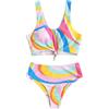 ZAFUL Tankini da donna in due pezzi, bikini imbottito con motivo floreale, con lacci, pantaloncini a vita alta, 7-multicolore, XL