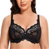 MELENECA Donna Reggiseno a Copertura Totale Taglie Forti Minimizer Pizzo Senza Fodera con Ferretto Schwarz 3G
