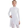 TiaoBug Abito da Ballo Bambina Lirico Contemporaneo Vestito da Pattinaggio Artistico Body Danza Classica Ballerina Costume da Ballo Latino Moderno Tango Dancewear Bianco 7-8 Anni