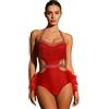 Freebily Abito da Ballo Latino Americano Donna con Piume Vestito Danza Moderna Jazz Collo Halter Body Ginnastica Ritmica con Strass Balletto Leotards Abito da Pattinaggio Rosso S
