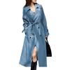 Generic Trench lungo da donna, doppiopetto, slim fit, maxi soprabito, giacca lunga, elegante e casual, invernale