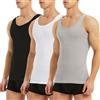 TUUHAW Canottiere Uomo Cotone Pacco da 3 Canotta Uomo Elasticizzata 100% Cotone Canottiera Slim Fit UomoColori Multipli e Taglie Nero Bianco Grigio S