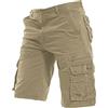 Generico Bermuda Uomo Cargo Sportivi Vita Elasticizzato Shorts Estivi Traspirante Leggeri Slim Fit Pantaloni Corti Lavoro Tinta Unita Bermuda Multi-Tasche Classico Trekking Pantaloncini Con Tasche Laterali