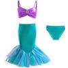 Lito Angels Costume da Bagno Squame di pesceBambina 3 Pezzi Gonna con Coda Brillante, Top Bikini per Feste in Piscina o Travestimenti, Verde, Taglia 7-8 Anni 128