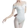 INOKAI Top da Danza Abbigliamento Body da danza classica for donne, body da ginnastica for adulti, body da yoga, body a maniche corte in rete con giunture, abbigliamento da danza for ballerine(White,3XL)
