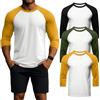 Geyoga Confezione da 3 Magliette da Uomo A Manica 3/4, Girocollo, Stile Baseball, Traspiranti E Sportive