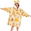 OLAOLA Unisex Felpa con Cappuccio Oversize per Bambini, Coperta con Maniche e Tasche in Pile Sherpa, Felpa Coperta Indossabile per Ragazzi Ragazze (Shiba Inu)