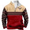 oneforus Uomo Giacche azteche Occidentali Cowboy Felpe Vintage Etniche grafiche Casual Manica Lunga 1/4 Zip Colletto rialzato Pullover Top