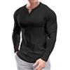 Muscle Cmdr Uomo Slim Fit Scollo a V Camicie Casual Manica Lunga e Corta Muscolo Henley T-Shirt Top Business Elegante