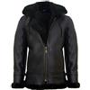 Infinity Leather Bomber con Cappuccio Marrone e Nero da Uomo in Vera Pelle di Montone da Pilota Stile Aviatore B3 XL