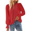 TUUHAW Camicia Lunga Donna Boho Taglia Forte Top con Scollo a V Pizzo Rosso 3XL