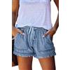 HVEPUO Pantaloncini Donna Jeans Estivi Larghi Cotone Shorts Casual Pantaloni Corti