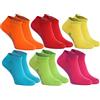 Rainbow Socks - Donna Uomo Colorate Calzini Corti di Cotone - 6 Paia - Arancione Rosso Giallo Verde Mer Verde - Taglia 36-38