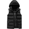 Generic Giacca invernale trapuntata da uomo, senza maniche, calda, da esterno, con cappuccio rimovibile, leggera, impermeabile, nera, taglia XS