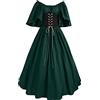 Generico Abito Halloween Rinascimentali Donna Cerimonia Cotone Elegante Abiti Medievali Curvy Costumi di Halloween da Sera Principessa Vestito Gotici Popolana Horror Costume Celtici Palazzo da Donna Vintage