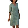Fulidngzg Vestiti per Casa Donna,Vestito Donna con Scollo V Bottoni Frontali Mezza Manica Vestiti Prendisole Boho Leggero Dress Unicolore Elegante Sportivo per Vacanza Viaggi Appuntamenti