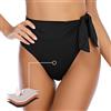 JFAN Slip Bikini Vita Alta Regolabile Donna Fondo Bikini per Donna Triangolo Classico Ruched Bikini Elegante Slim Gonna da Bagno,Nero,S