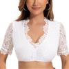 zffriction Camicetta Dirndl Pizzo a Maniche Corte da Donna Tradizionale Oktoberfest Camicette Dirndl Mezza (IT, Testo, 3XL, Regular, Regular, Bianco)