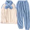 RITOSTA Pigiama Donna Invernale Felpato Pigiama Invernale in Pile Morbido Pigiami Stitch Lungo Pigiama Natalizio Tuta Termica Due Pezzi da Donna con Felpa Pile,Sciarpa,Pantalone