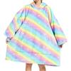RIZUNTO Felpa Coperta Oversize con Cappuccio,Felpa Coperta Indossabile con Maniche,Cozy Hoodie Felpa Pile per Donna Regalo,Arcobaleno