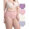 Neione Mutande Donna Cotone Alta Vita Elastiche Slip Senza Cuciture Pacco da 4 Taglie Forti Multicolore 3XL