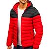 Generico Giubbotto Invernale Uomo Colori a Blocchi, Giubbotto Termico Uomo Cerniera con Cappuccio, Piumini Sportiva - Giubbotti Moda Classic Rosso XXL