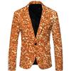 RUMAOZIA Giacca da uomo Smoking con paillettes e glitter, Sakko in oro, Blazer classico slim fit, brillante, giacca da cerimonia con scollo a V, elegante, blazer da festa con 1 chiusura a bottone