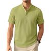 Enlision Camicia Lino Uomo Manica Corta Camicie Estive Uomo Collo Coreana Elegante Casual Spiaggia Ampia Maglietta Lino con Bottoni Henley Shirt