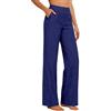Generico Pantaloni Donna Estivi In Cotone - E Lino Eleganti Elastico Vita Alta Pantaloni Donna Larghi Curvy Leggeri E Comodi a Gamba Larga Casual Yoga Pantalone Gamba Dritta Con Tasche Per Busine Ufficio