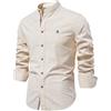 Btmpmcs Camicia da Uomo a Maniche Lunghe Lino Cotone Camicie Slim Fit Casual Classiche Formal Camicia da Lavoro Tinta Unita Elegante Basic Abito Primavera Autunno Estate Shirt Facile da Stirar
