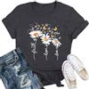 Qskall T-shirt cristiana da donna con margherita floreale Faith Hope Love Tee Butterfly Top