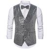 YOSUWOAI Gilet da uomo con glitter e papillon, senza maniche, con scollo a V, con paillette, per carnevale, per matrimoni, feste, discoteca