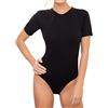 Avely Body da Donna in Cotone Manica Corta Girocollo Body Shaper Elegante S Nero