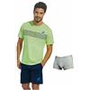 Lotto Completo Uomo Sportivo, T-Shirt + Pantaloncino + Boxer, Completo Uomo Estivo in Cotone, Pigiama Uomo Corto Estivo, Homewear. (1090 Lime + Boxer, M)