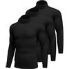 Ekouaer Maglia Termiche da Uomo Invernale Biancheria Intimo Termica a Maniche Lunghe a Collo Alto Nero*3 S