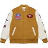 Mitchell & Ness NFL Dusted Collection Varsity College - Giacca con bottoni, primavera, autunno, inverno, retrò, stile americano, look retrò, Marrone ocra, San Francisco 49ers, XXL