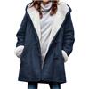 Generico Cappotto Donna Invernale con Bottoni Oversize Caldo Ispessito Giacca con Cappuccio e Tasche Lungo Giubbotto Tinta Unita Trench Parka Antivento Outdoor a Maniche Lunghe Giaccas Donnas Invernale in Pile