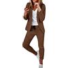 Generico Completo Tailleur Donna Eleganti Curvy Abiti 2 Pezzi Giacche a Maniche Lunghe con Bottoni e Pantaloni Vita Alta Casual Tuta da Abito Invernale Offerte Complete da Donna Ufficio per Sera