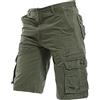 Generico Bermuda Uomo Cargo Sportivi Vita Elasticizzato Shorts Estivi Traspirante Leggeri Slim Fit Pantaloni Corti Lavoro Tinta Unita Bermuda Multi-Tasche Classico Trekking Pantaloncini Con Tasche Laterali