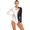 Freebily Body da Ginnastica per Donna Strass Leotard da Danza Classica Moderna Manica Lunga Abito da Pattinaggio Artistico Balletto Body da Ballo Latino Jazz Allenamento Nero&Bianco S