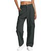 Fulidngzg Pantaloni Trekking Donna Estivi in Nylon Quick Dry con Tasche e Bottone Pantaloni Cargo Leggeri Eleganti Pantalone da Montagna Casual Comoda per Lavoro Sportiva Pluristagionali,Dark Gray,M