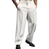 Generisch Pantaloni da uomo eleganti e dritti da uomo, colore bianco, per il tempo libero, leggeri, ariosi, morbidi, comodi, da lavoro, con tasche, gambe larghe, in tinta unita