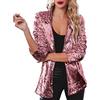 Generic Blazer da donna con paillettes glitter a maniche lunghe, giacca bomber, giacca da motociclista, giacca da donna con paillettes glitter, giacca hip-hop a maniche lunghe, giacca bomber, giacca da