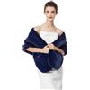 BEAUTELICATE Stola Pelliccia Donna Sciale Sciarpa Coprispalle Elegante per Matrimonio Invernale Sposa Damigella Cerimonia (Aggiornato - Blu navy,Taglia unica)